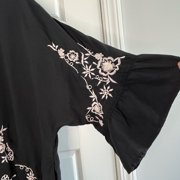 Soft Surroundings Embroidered Kaftan Womens Plus Size Black Boho Chic Cover Up - Picture 4 of 12